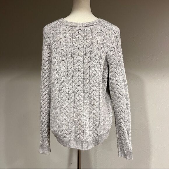 Forever21 u-neck light grey knit long sleeve sweater size large - Picture 4 of 11
